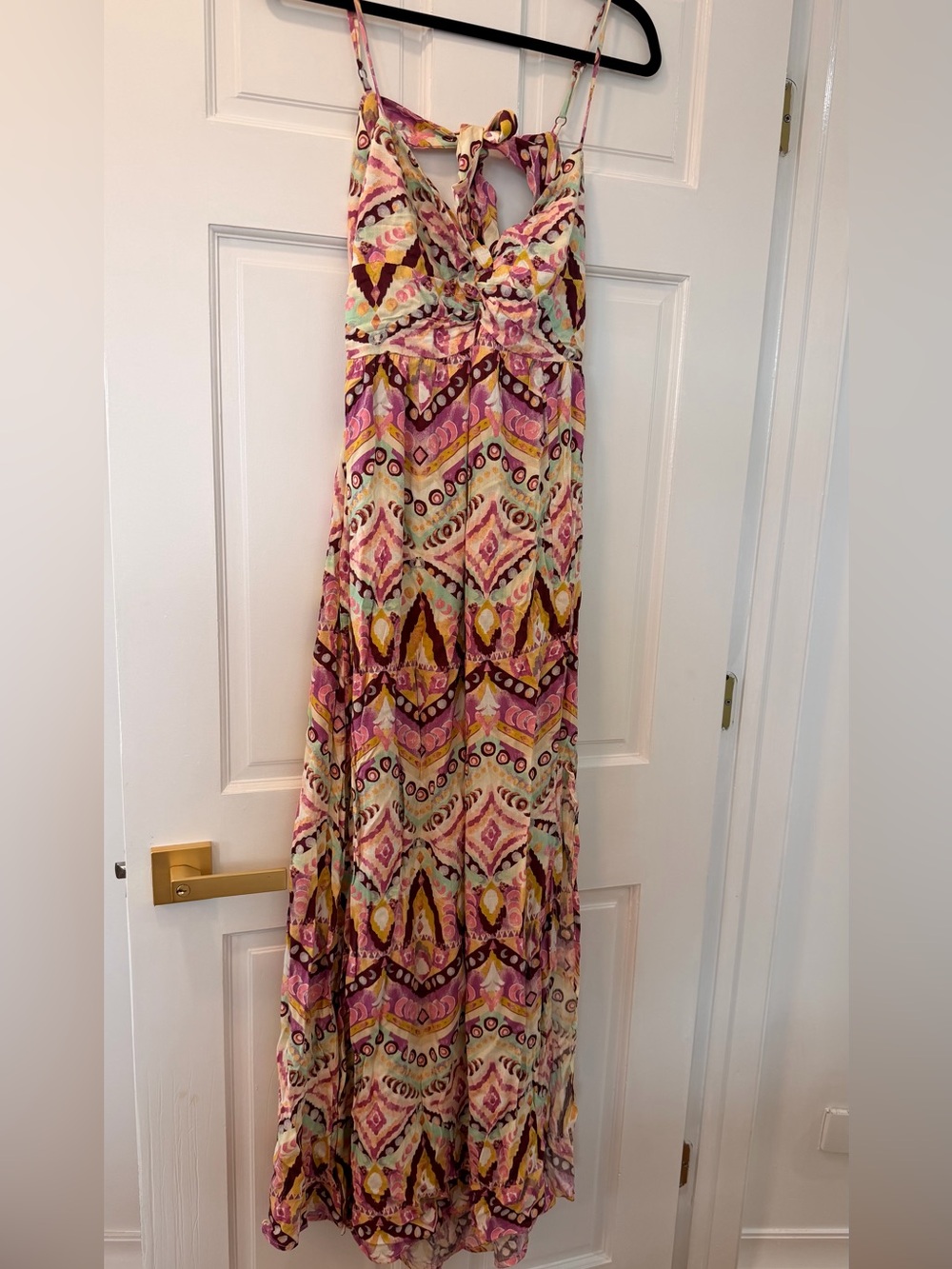 Rewind Pink and Cream Geometric Boho Maxi Skirt